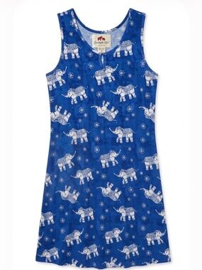 Blue Elephant Print Tank Maternity Dress